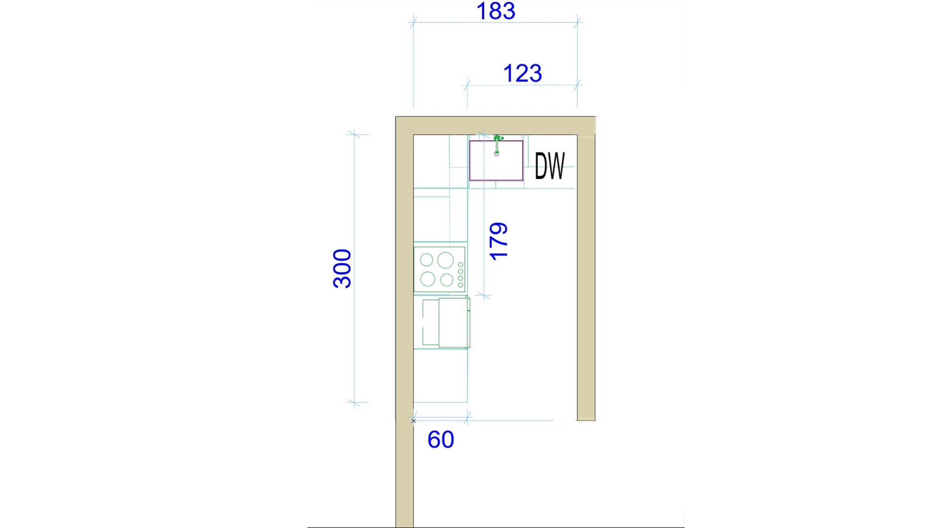 Supplied kitchen floor plan